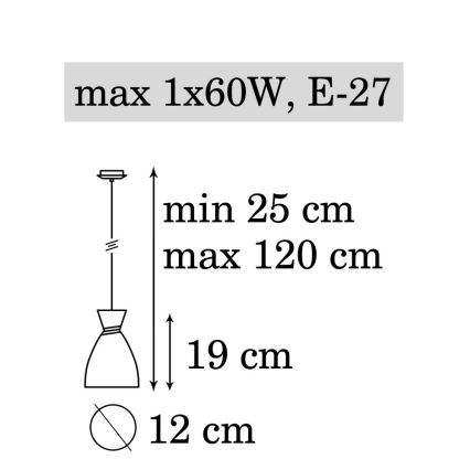 Lampadario a sospensione con filo NAOMI 1xE27/60W/230V