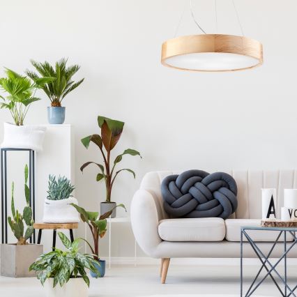 Lampadario a sospensione con filo NATURAL 3xE27/60W/230V ø 47 cm pino