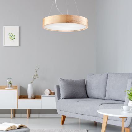 Lampadario a sospensione con filo NATURAL 3xE27/60W/230V ø 47 cm pino