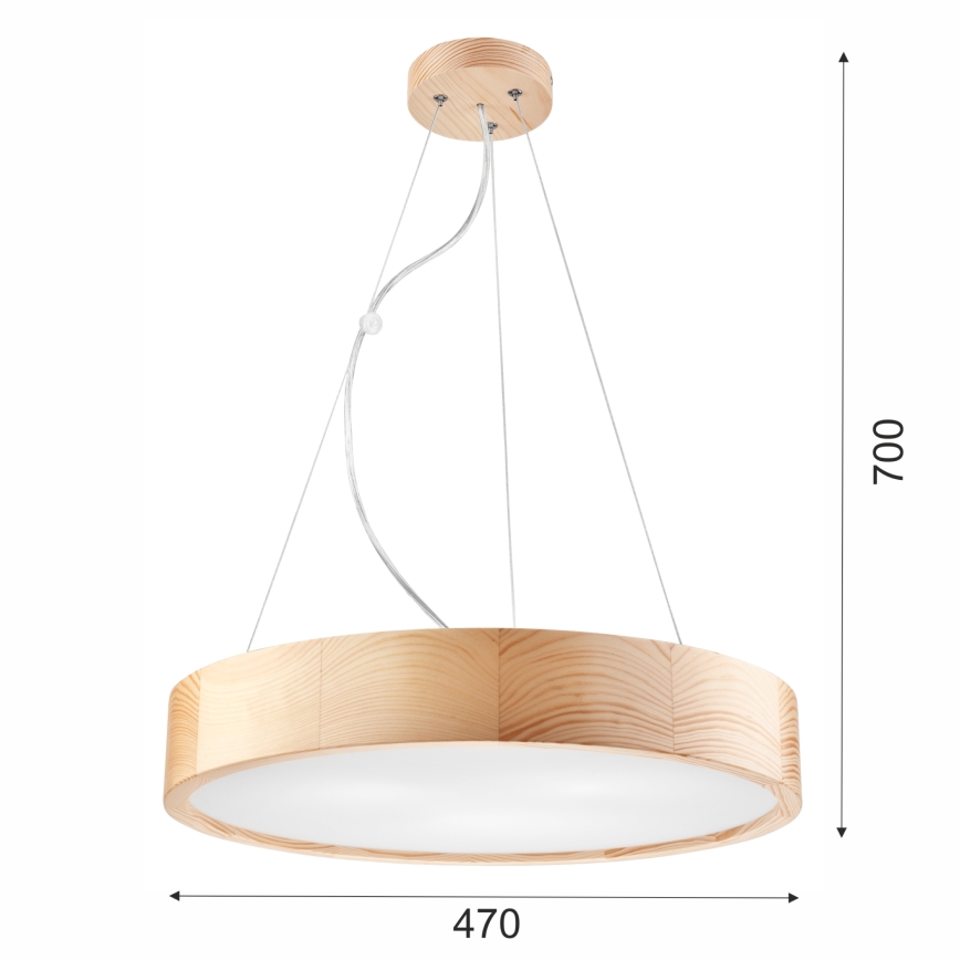 Lampadario a sospensione con filo NATURAL 3xE27/60W/230V ø 47 cm pino