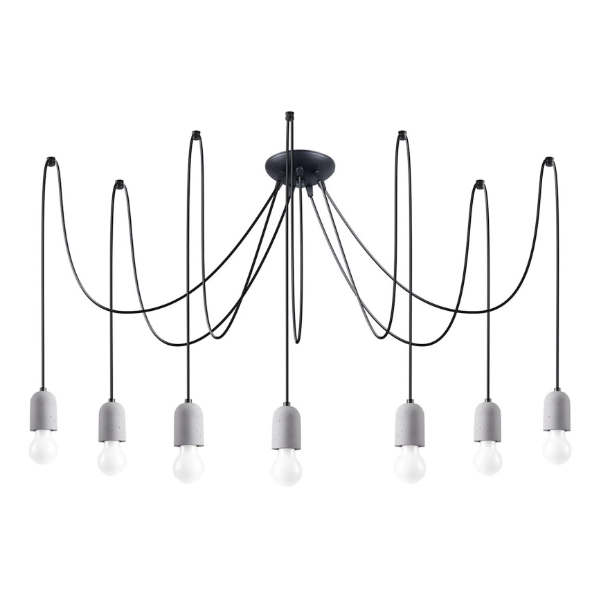 Lampadario a sospensione con filo NESO 7xE27/15W/230V ragno calcestruzzo