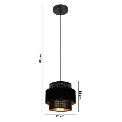 Lampadario a sospensione con filo NESS 1xE27/60W/230V nero