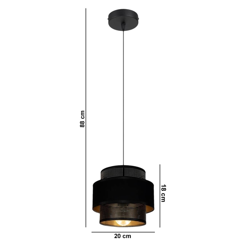 Lampadario a sospensione con filo NESS 1xE27/60W/230V nero