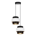 Lampadario a sospensione con filo NESS 2xE27/60W/230V diametro 30 cm nero/bianco