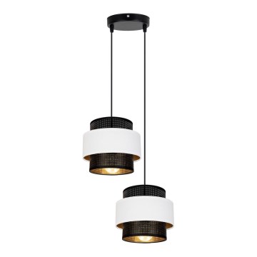 Lampadario a sospensione con filo NESS 2xE27/60W/230V diametro 30 cm nero/bianco