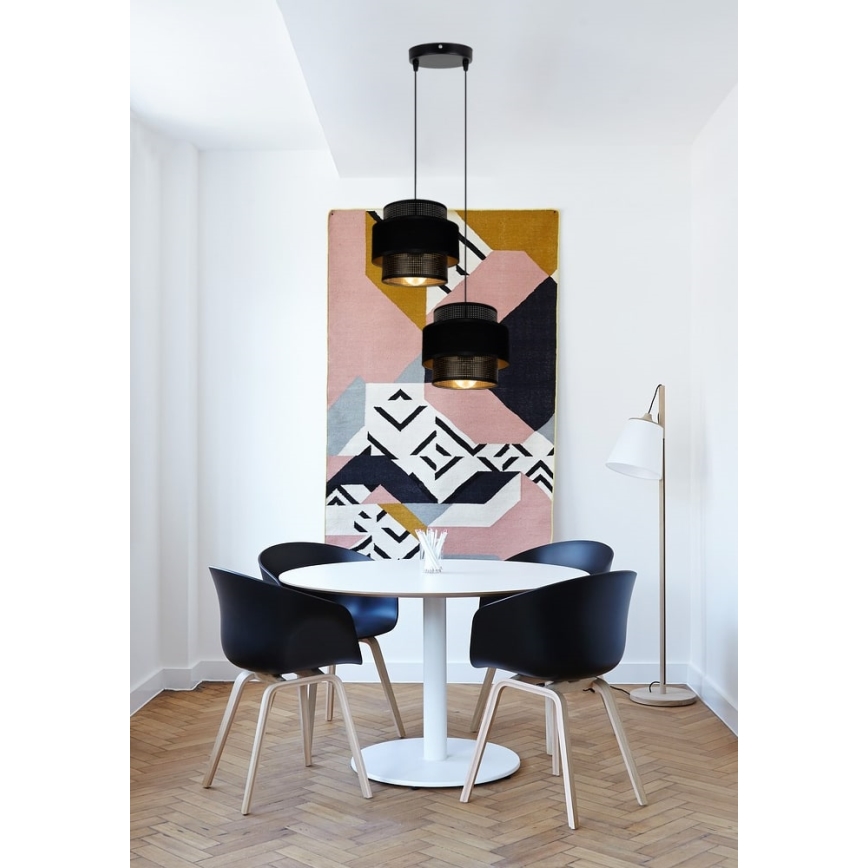 Lampadario a sospensione con filo NESS 2xE27/60W/230V diametro 30 cm nero