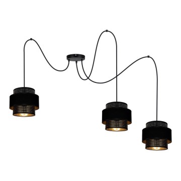 Lampadario a sospensione con filo NESS 3xE27/60W/230V ragno nero