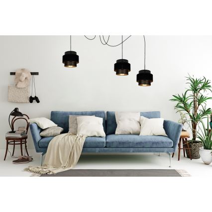 Lampadario a sospensione con filo NESS 3xE27/60W/230V ragno nero