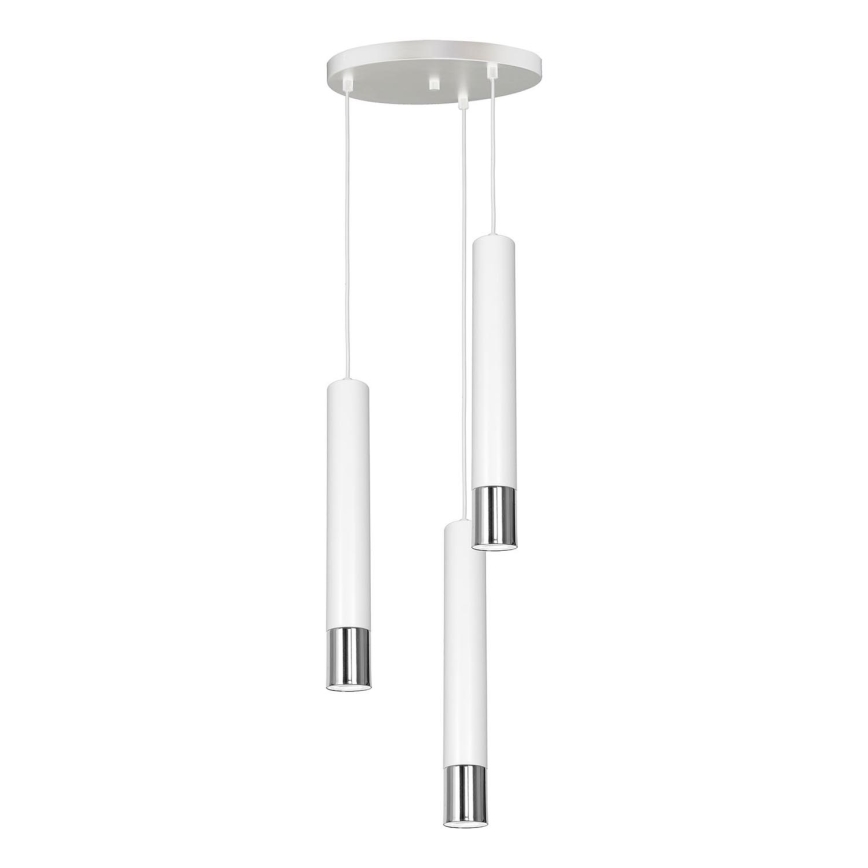 Lampadario a sospensione con filo NEST 3xGU10/8W/230V bianco/cromo lucido