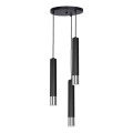 Lampadario a sospensione con filo NEST 3xGU10/8W/230V nero/cromo lucido