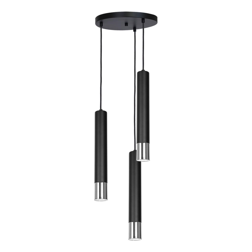 Lampadario a sospensione con filo NEST 3xGU10/8W/230V nero/cromo lucido
