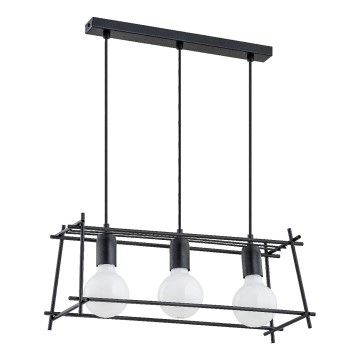 Lampadario a sospensione con filo NETI 3xE27/15W/230V nero