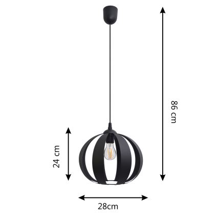 Lampadario a sospensione con filo NEWTON 1xE27/15W/230V nero