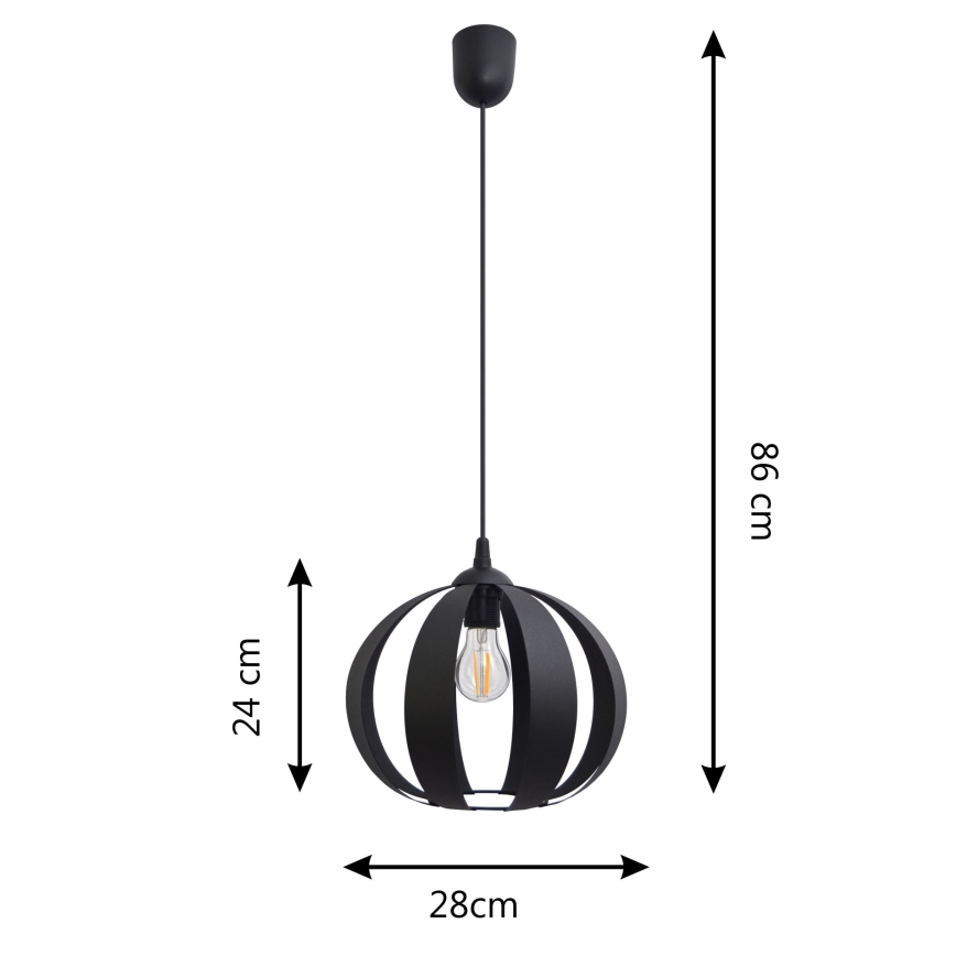 Lampadario a sospensione con filo NEWTON 1xE27/15W/230V nero