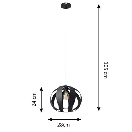 Lampadario a sospensione con filo NEWTON 1xE27/15W/230V nero