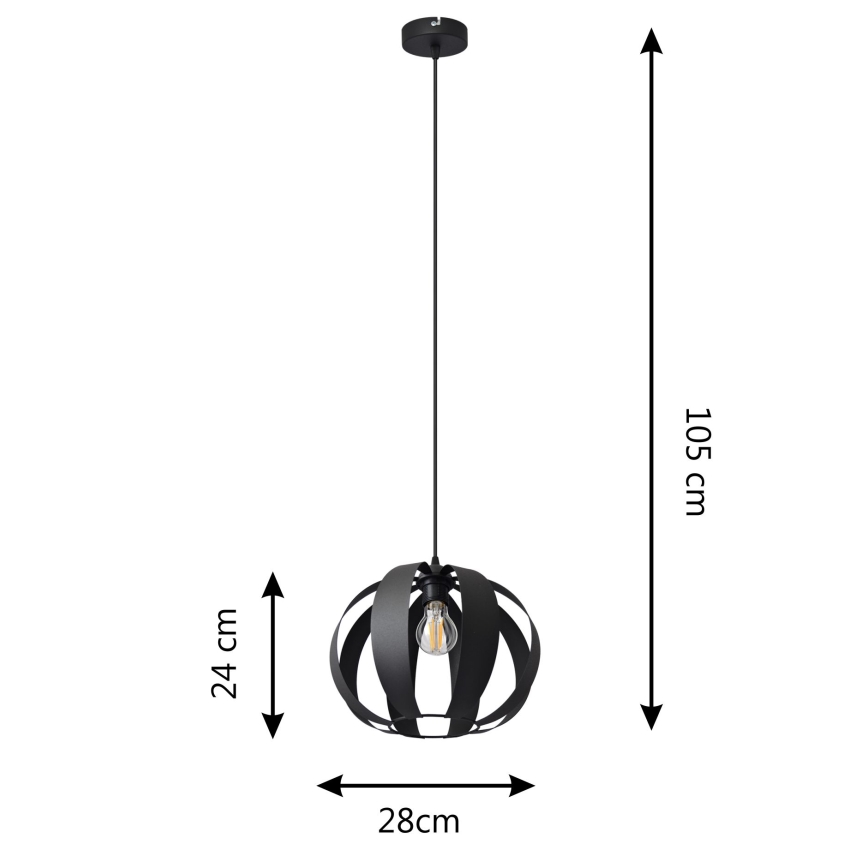 Lampadario a sospensione con filo NEWTON 1xE27/15W/230V nero