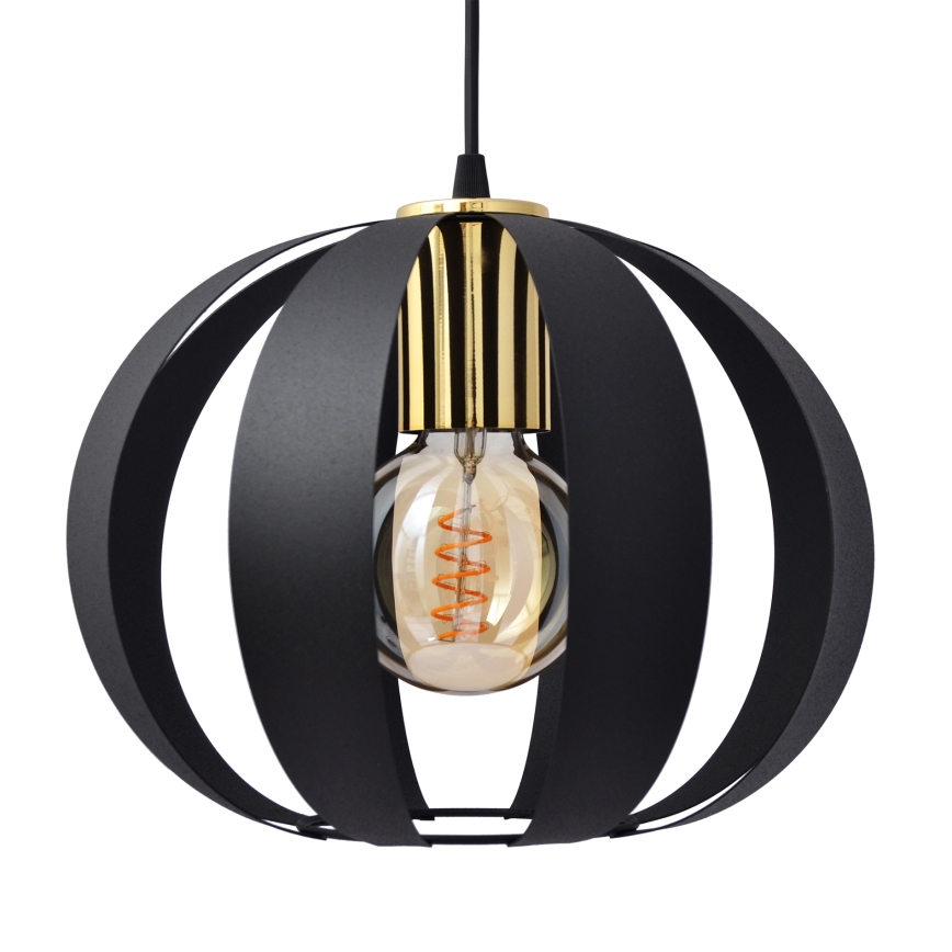 Lampadario a sospensione con filo NEWTON 1xE27/15W/230V nero/oro