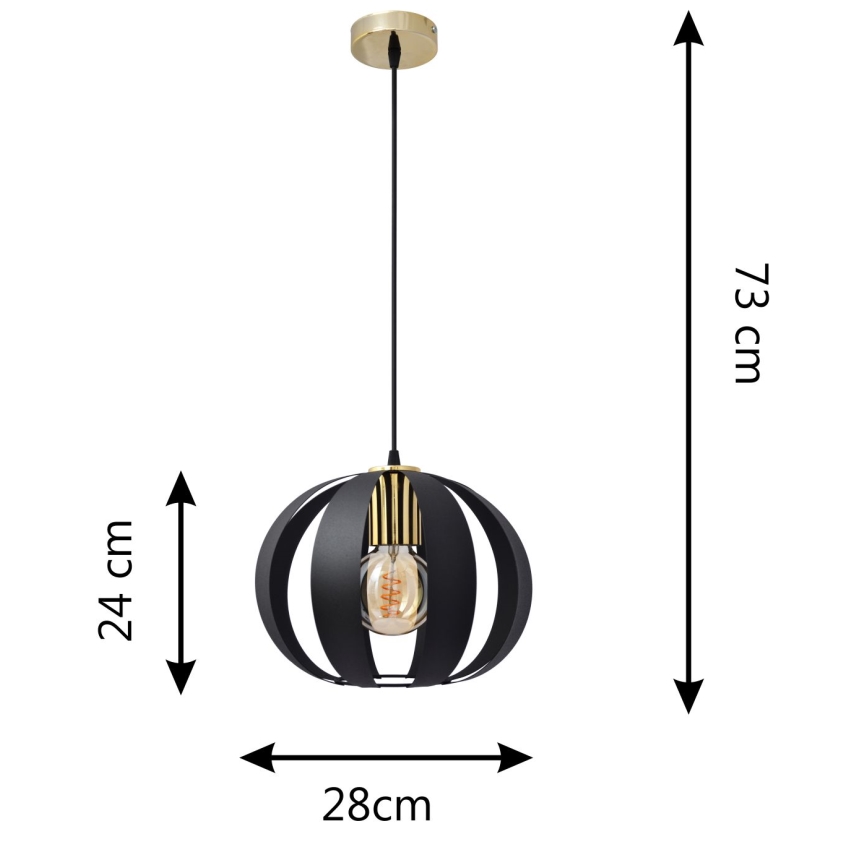 Lampadario a sospensione con filo NEWTON 1xE27/15W/230V nero/oro