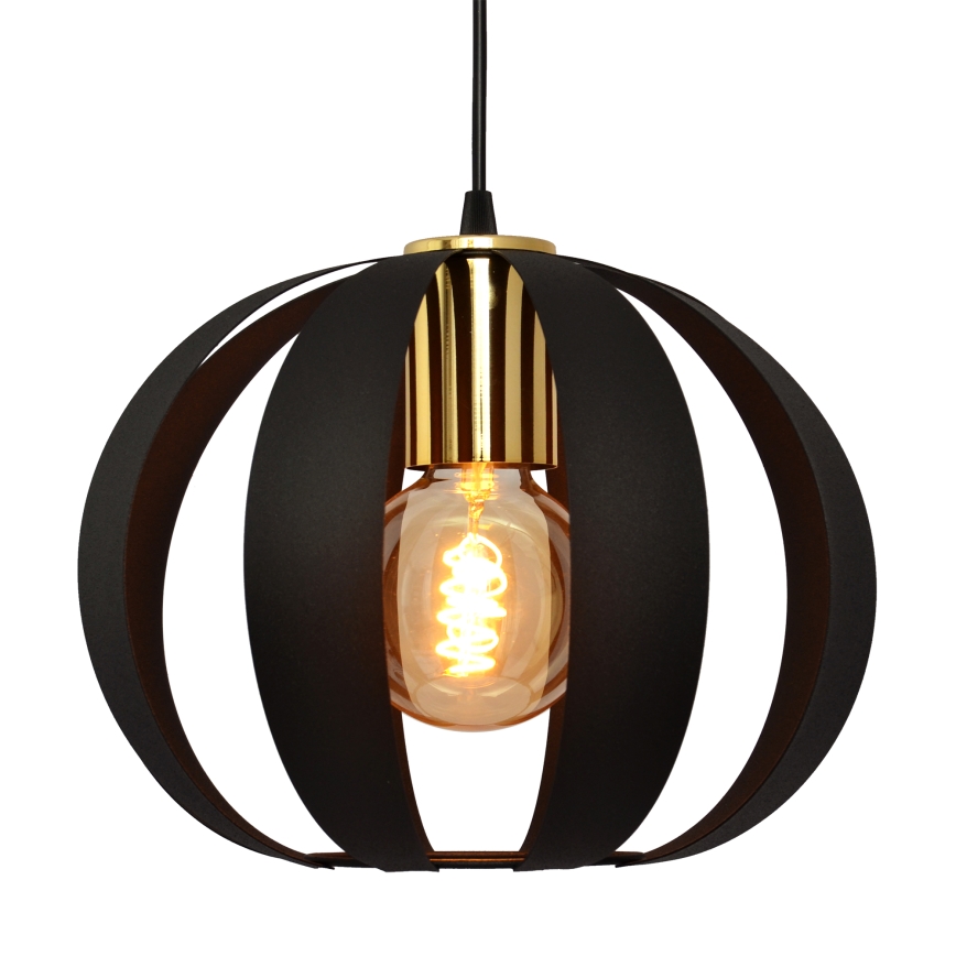 Lampadario a sospensione con filo NEWTON 3xE27/15W/230V nero/oro