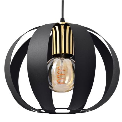 Lampadario a sospensione con filo NEWTON 3xE27/15W/230V nero/oro
