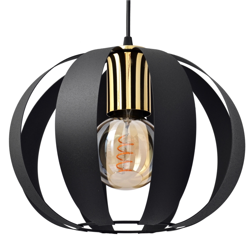 Lampadario a sospensione con filo NEWTON 3xE27/15W/230V nero/oro