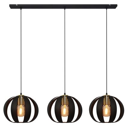 Lampadario a sospensione con filo NEWTON 3xE27/15W/230V nero/oro