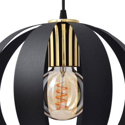Lampadario a sospensione con filo NEWTON 3xE27/15W/230V nero/oro