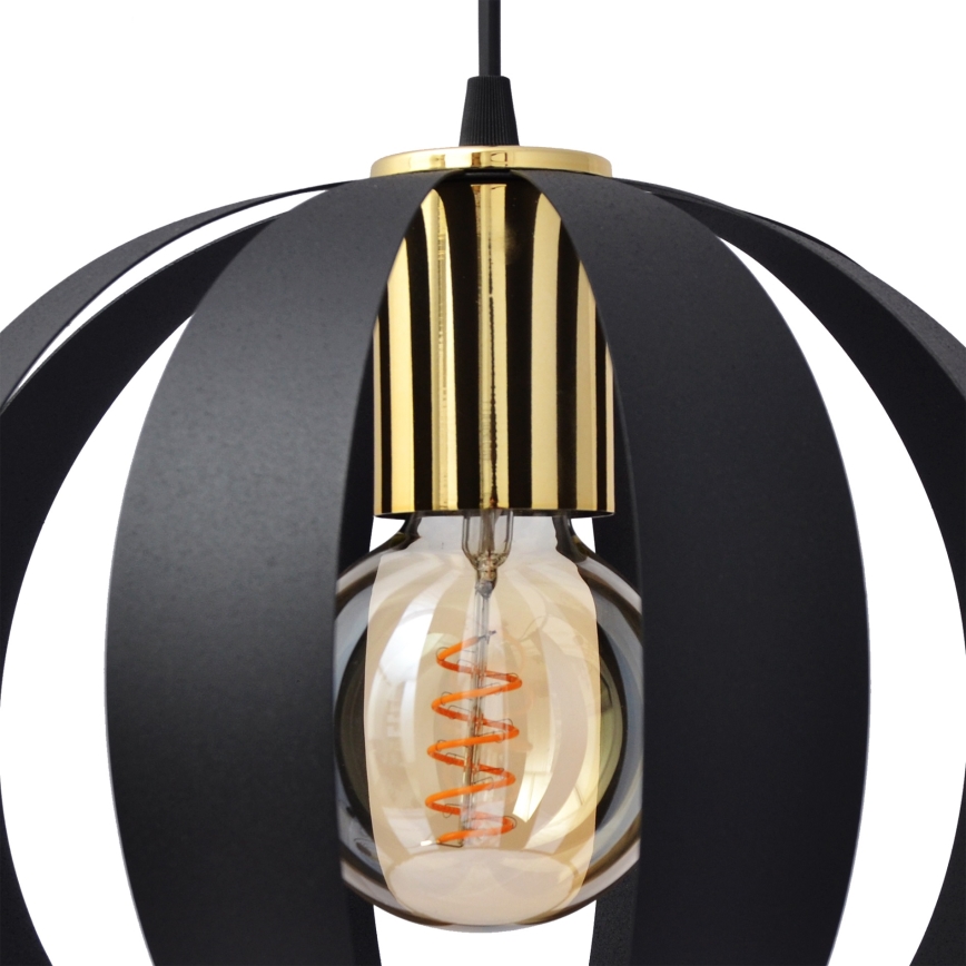 Lampadario a sospensione con filo NEWTON 3xE27/15W/230V nero/oro