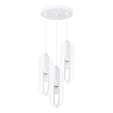 Lampadario a sospensione con filo NICUS 3xE27/15W/230V bianco