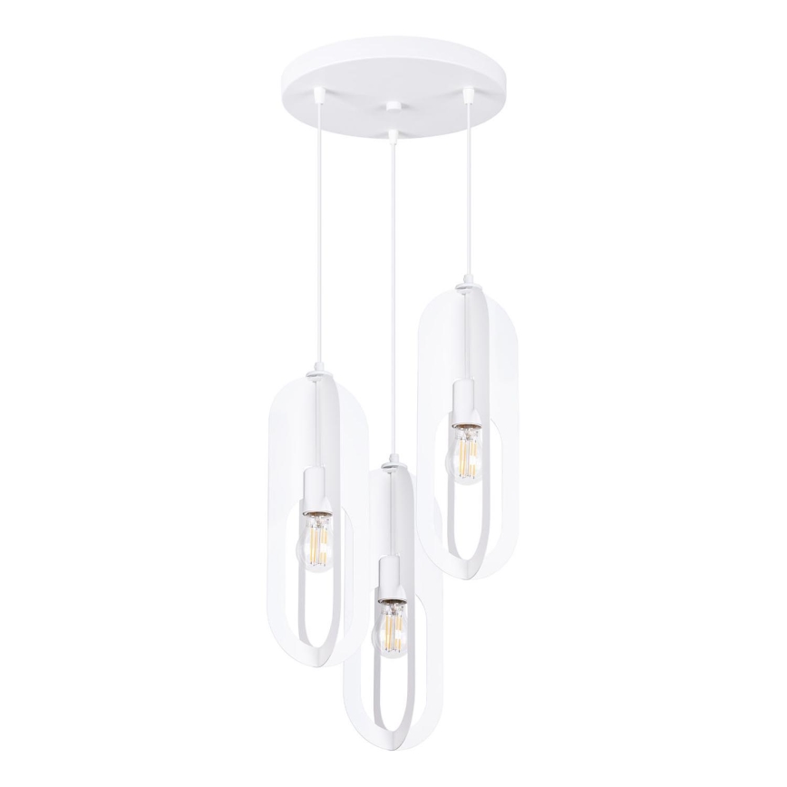 Lampadario a sospensione con filo NICUS 3xE27/15W/230V bianco