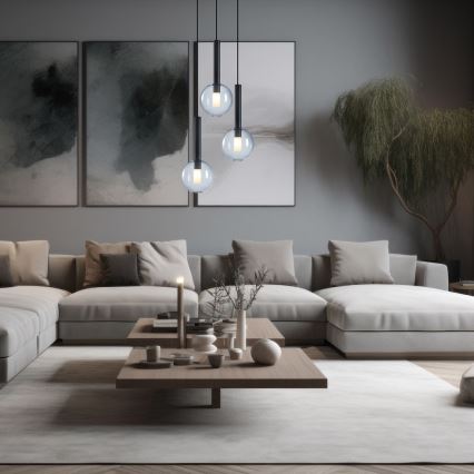 Lampadario a sospensione con filo NIKO 3xG9/9W/230V nero