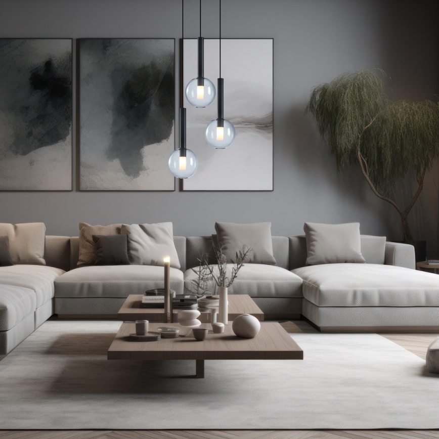 Lampadario a sospensione con filo NIKO 3xG9/9W/230V nero