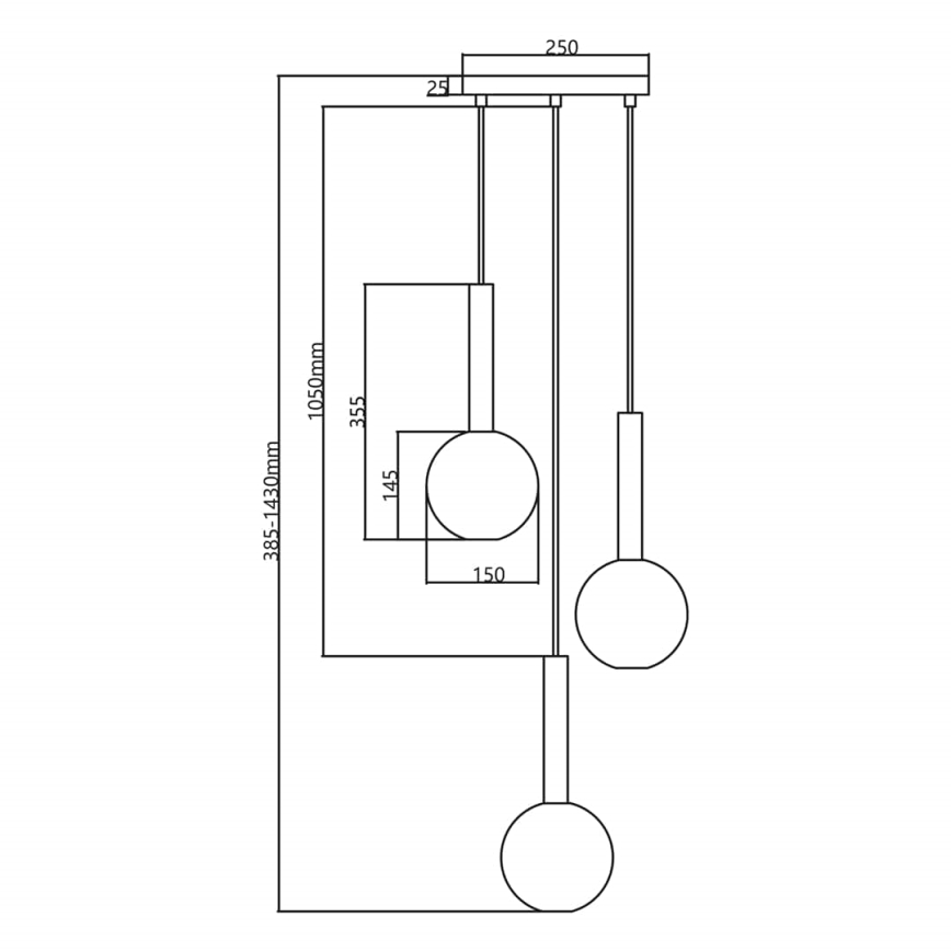 Lampadario a sospensione con filo NIKO 3xG9/9W/230V nero