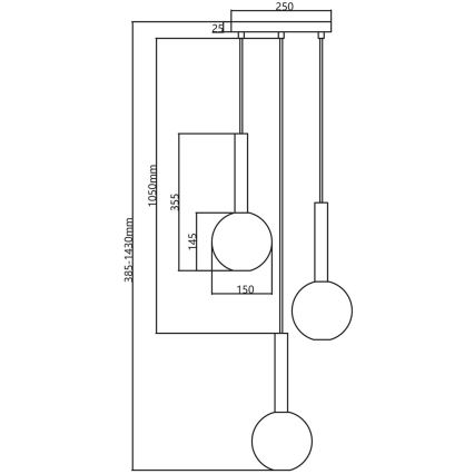 Lampadario a sospensione con filo NIKO 3xG9/9W/230V oro