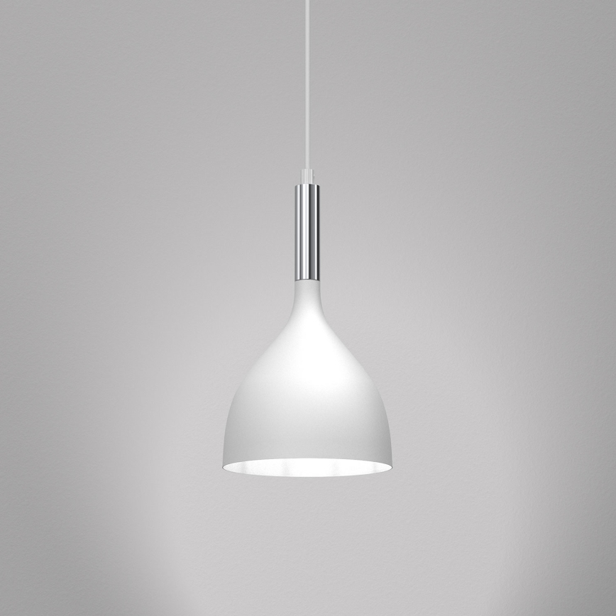 Lampadario a sospensione con filo NOAK 1xE27/15W/230V bianco/cromo lucido