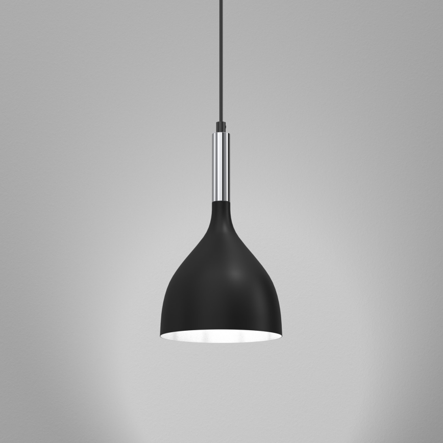 Lampadario a sospensione con filo NOAK 1xE27/15W/230V nero/cromo lucido