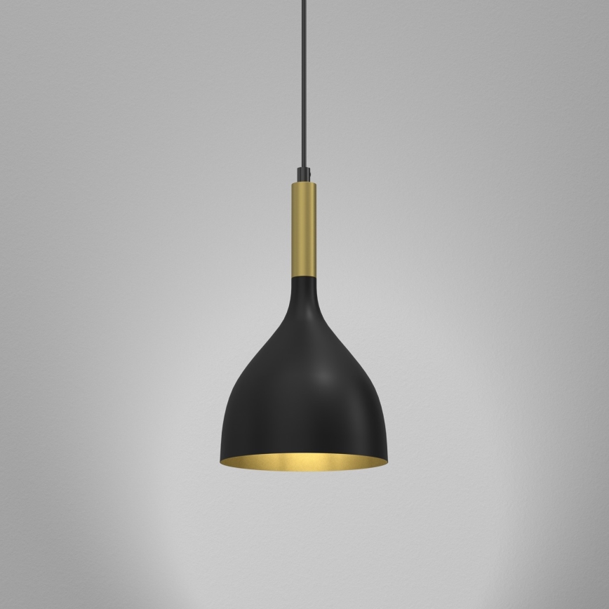Lampadario a sospensione con filo NOAK 1xE27/60W/230V nero/oro