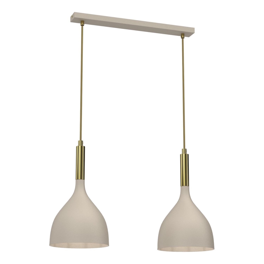 Lampadario a sospensione con filo NOAK 2xE27/15W/230V beige/oro
