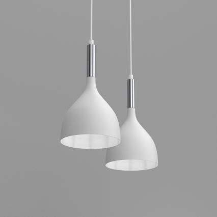 Lampadario a sospensione con filo NOAK 2xE27/15W/230V bianco/cromo lucido