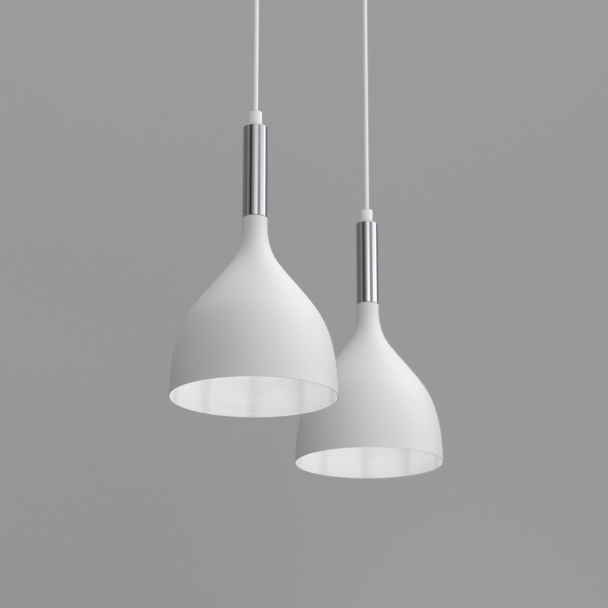 Lampadario a sospensione con filo NOAK 2xE27/15W/230V bianco/cromo lucido