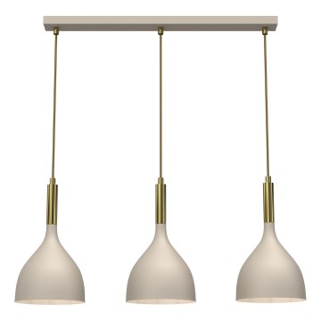 Lampadario a sospensione con filo NOAK 3xE27/15W/230V beige/oro