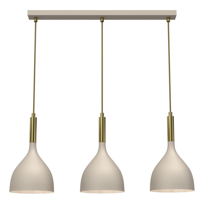 Lampadario a sospensione con filo NOAK 3xE27/15W/230V beige/oro