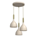 Lampadario a sospensione con filo NOAK 3xE27/15W/230V beige/oro