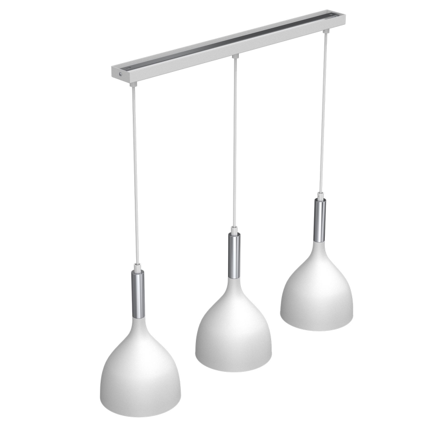 Lampadario a sospensione con filo NOAK 3xE27/15W/230V bianco/cromo lucido