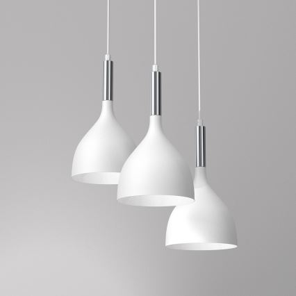 Lampadario a sospensione con filo NOAK 3xE27/15W/230V bianco/cromo lucido