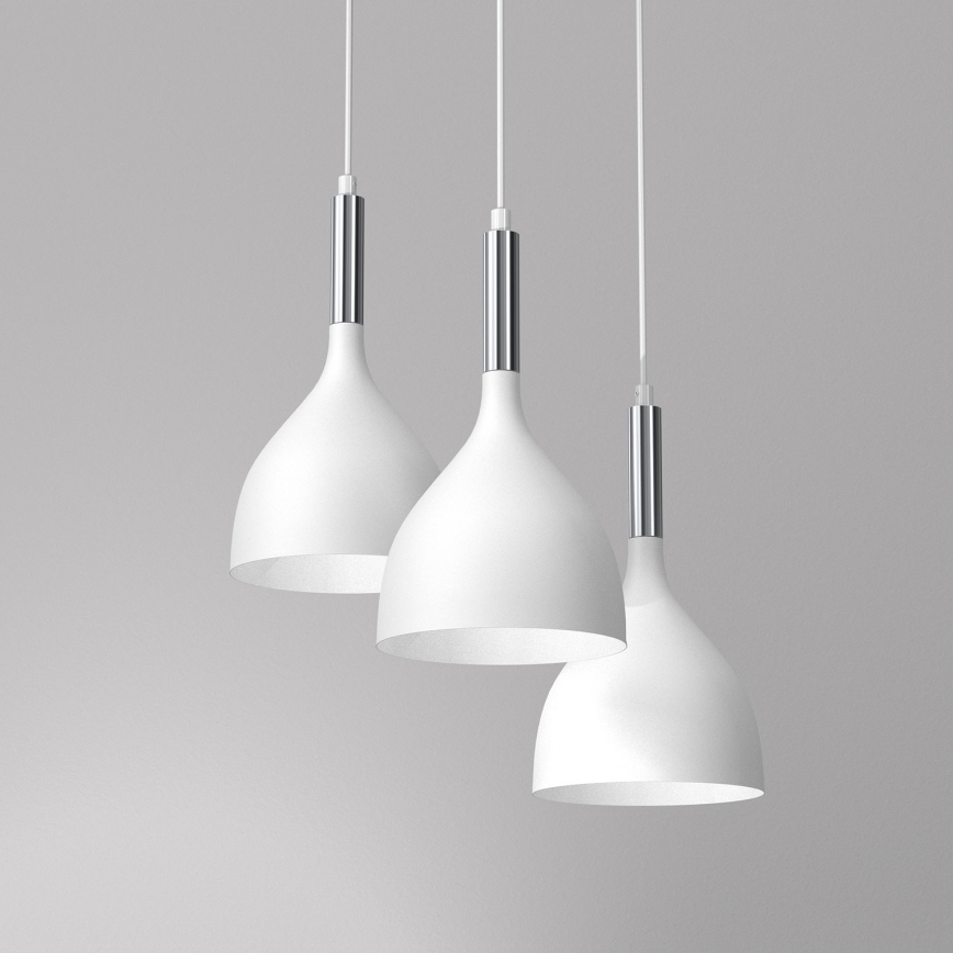 Lampadario a sospensione con filo NOAK 3xE27/15W/230V bianco/cromo lucido