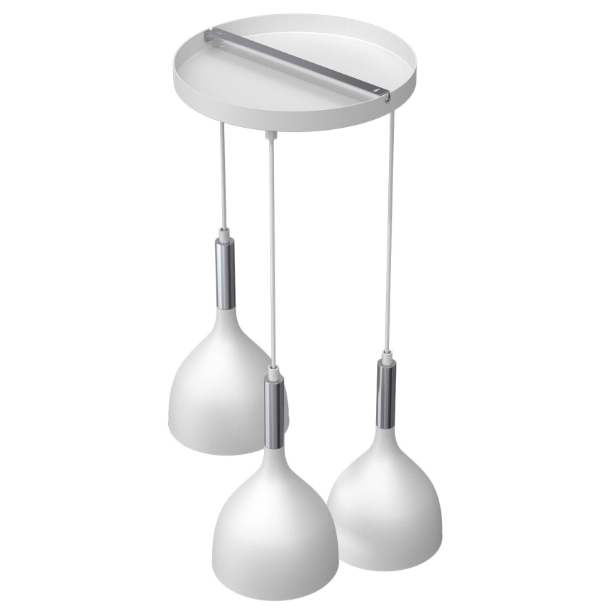 Lampadario a sospensione con filo NOAK 3xE27/15W/230V bianco/cromo lucido