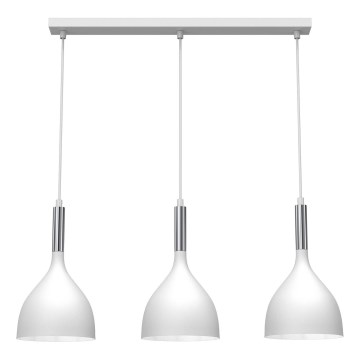 Lampadario a sospensione con filo NOAK 3xE27/15W/230V bianco/cromo lucido
