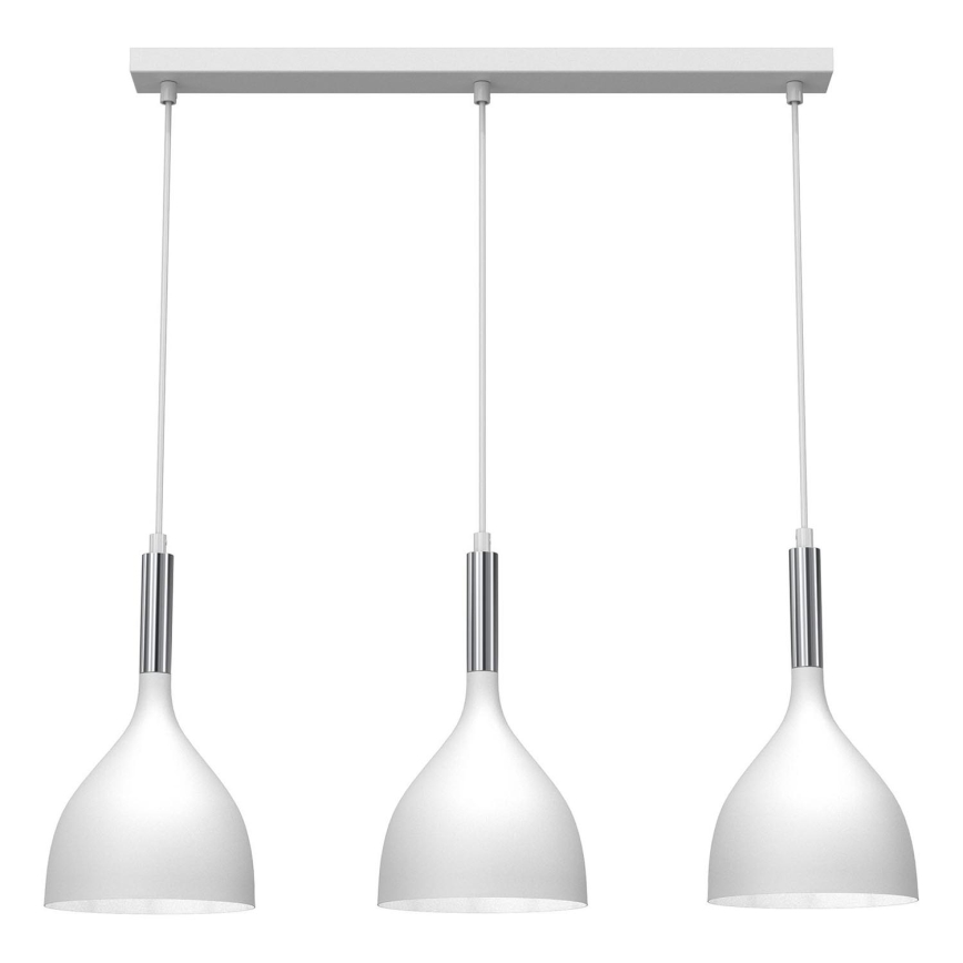 Lampadario a sospensione con filo NOAK 3xE27/15W/230V bianco/cromo lucido