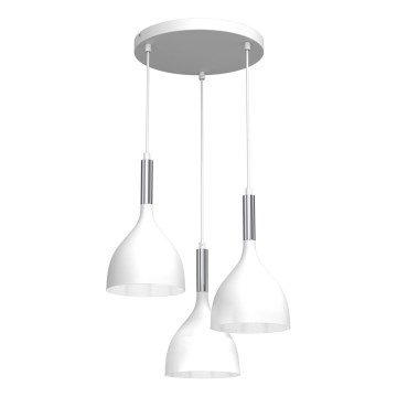 Lampadario a sospensione con filo NOAK 3xE27/15W/230V bianco/cromo lucido